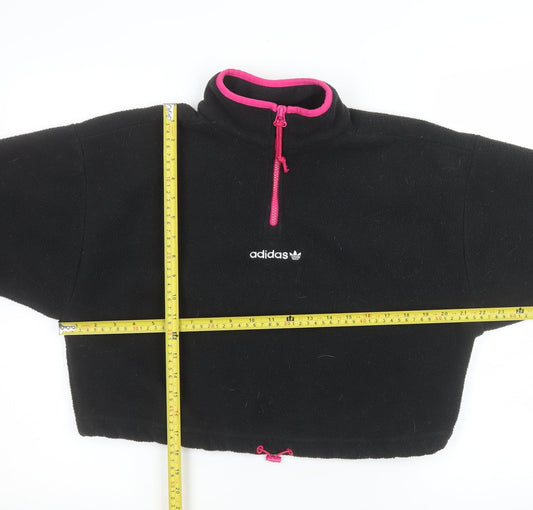 Adidas Womens Black Fleece 1/4 Zip Pullover Sweatshirt Size 14