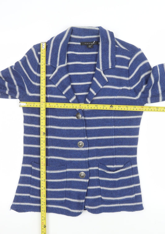 Tahari Women's Blue Striped Single-Breasted Blazer Size S