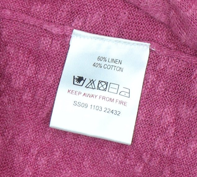 White Stuff Women’s Pink Linen Cotton Short Sleeve Cardigan Size 12