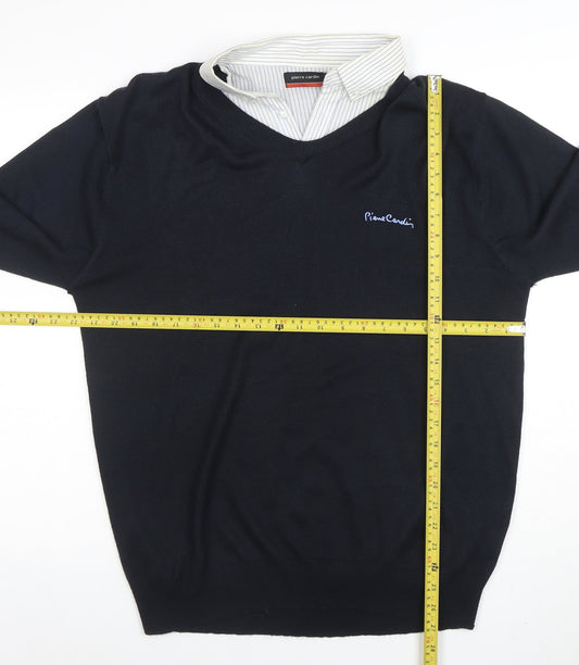 Pierre Cardin Men’s Black Long Sleeve V-Neck Knit Polo XL