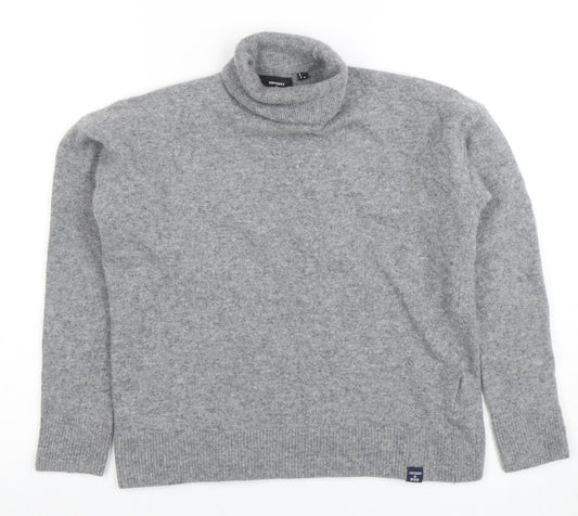 Superdry Womens Grey Wool Roll Neck Jumper Size 8