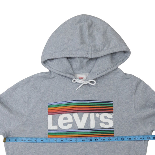 Levi's Men's Grey Pullover Hoodie M Rainbow Logo Graphic