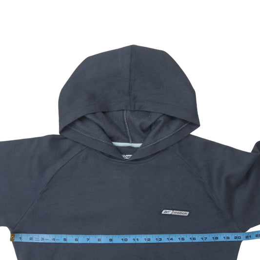 Reebok Womens Navy Hoodie Size 12 Cotton Blend Pullover Sweatshirt