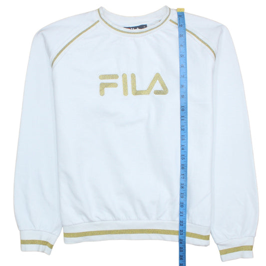 Fila Womens White Gold Trim Crew Neck Sweatshirt XL