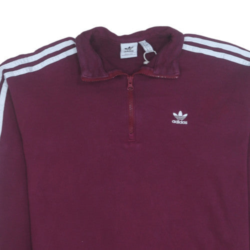 Additional view of Adidas Women Burgundy 1/2 Zip Sweatshirt, size 12, UK Cotton Blend