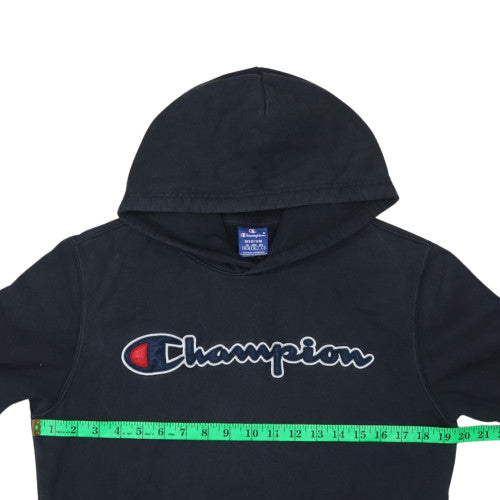 Champion Men's Black Pullover Hoodie Medium Logo Fleece Sweatshirt