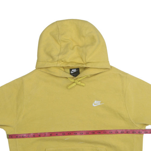 Nike Men Yellow Pullover Fleece Hoodie M Regular Fit Logo