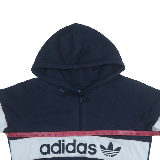 Adidas Womens Navy Blue 1/4 Zip Hoodie Size 10 Cotton Blend Casual