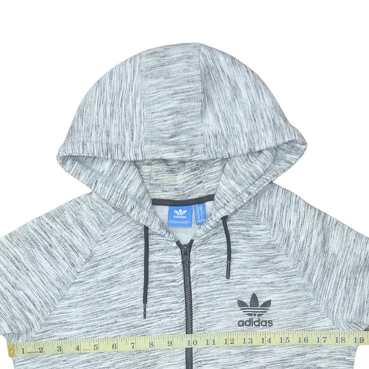 Adidas Women Grey Full Zip Hoodie Size 10 Regular Fit