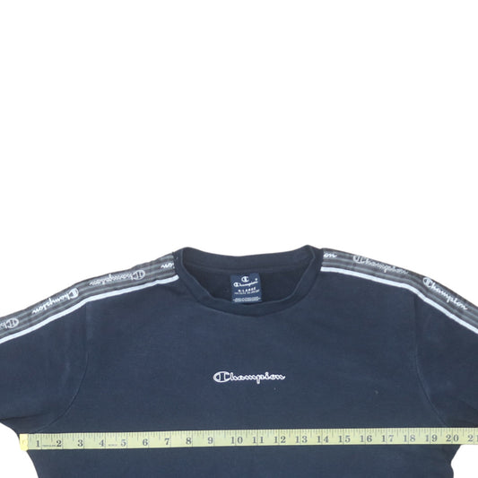 Champion Boys Black XL 13-14 Years Crew Neck Logo Sweatshirt