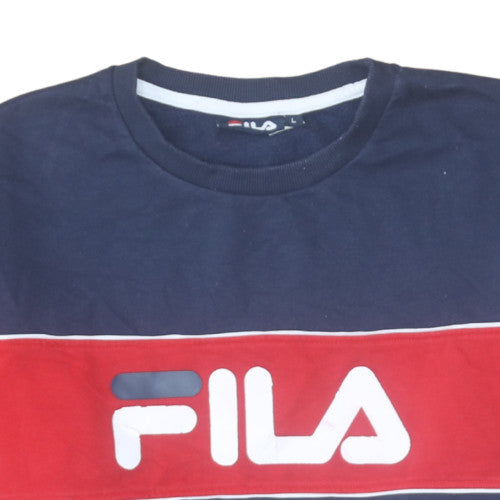 Additional view of Fila men’s blue red logo crew neck pullover sweatshirt l