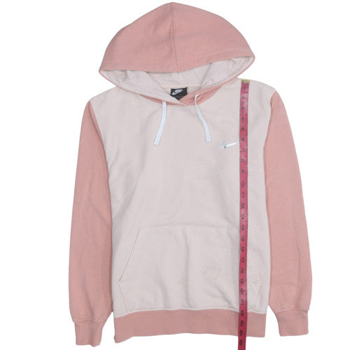 Nike Women’s Pink & Beige Pullover Hoodie Size S Cotton Logo Sweatshirt