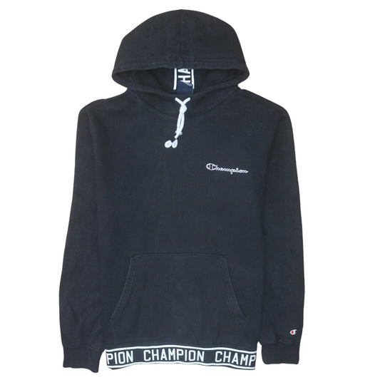 Champion Men's Black Pullover Hoodie Size L Logo Fleece Sweatshirt