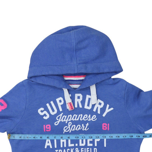Superdry Women Blue Pullover Hoodie Size M Track & Field Graphic