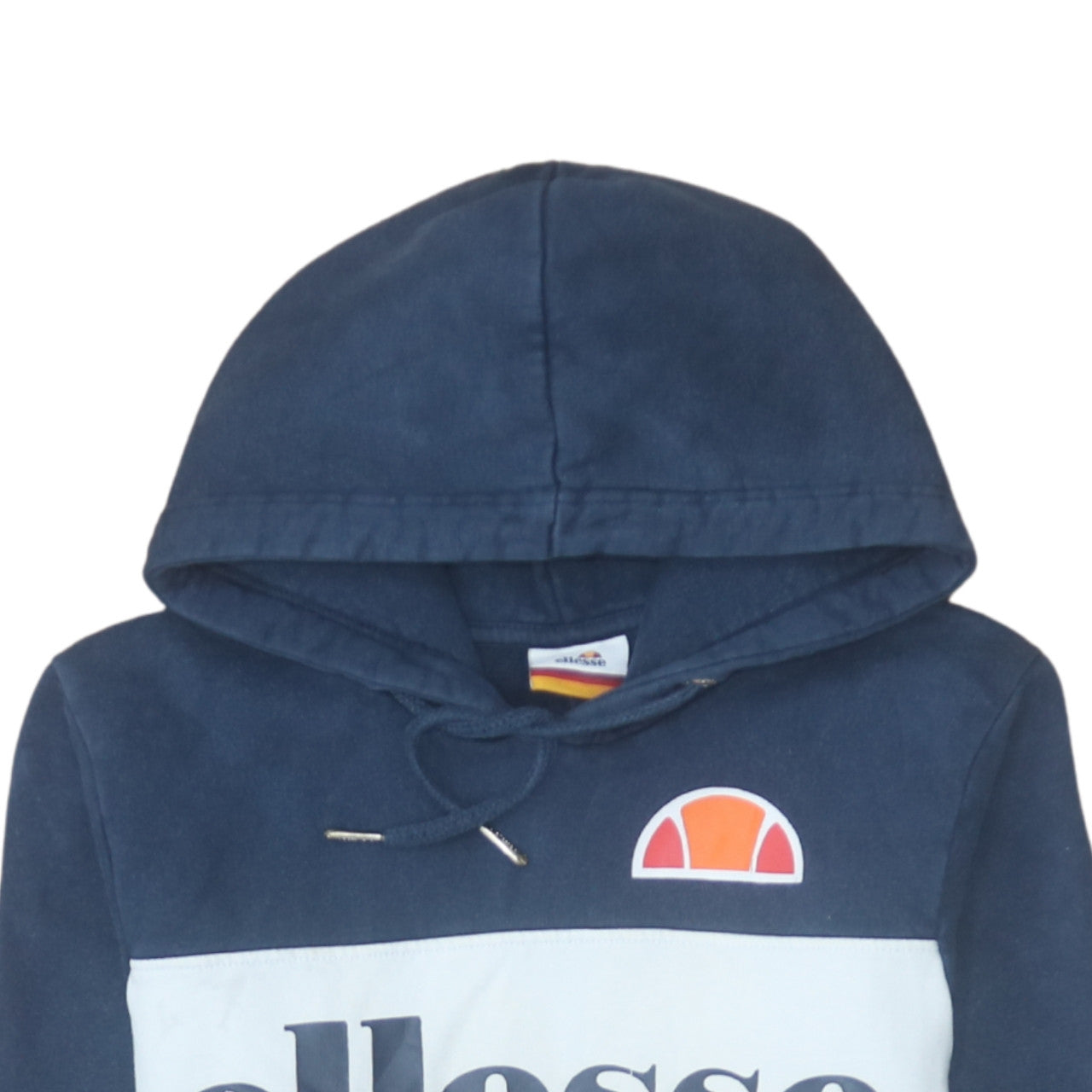 Additional view of Ellesse women’s navy burgundy colourblock hoodie, size UK 10, pullover