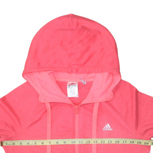 Adidas Womens Pink Full Zip Hoodie M 12-14 Hooded Sweatshirt