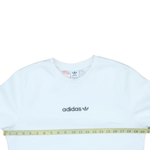 Adidas Boys White XL 15-16 Years Crew Neck Logo Sweatshirt