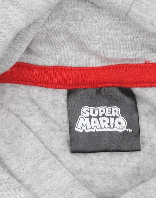 Super Mario Boys Grey Hoodie 8 Years Pullover Cotton Blend Graphic Print
