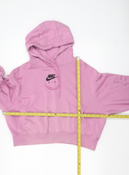 Nike Air Womens Pink Pullover Hoodie L Cotton Blend Relaxed Fit