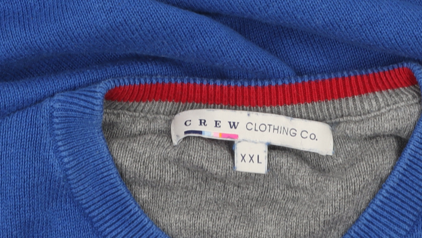 Crew Clothing Co. Men's Blue 2XL V-Neck Cotton Cashmere Jumper