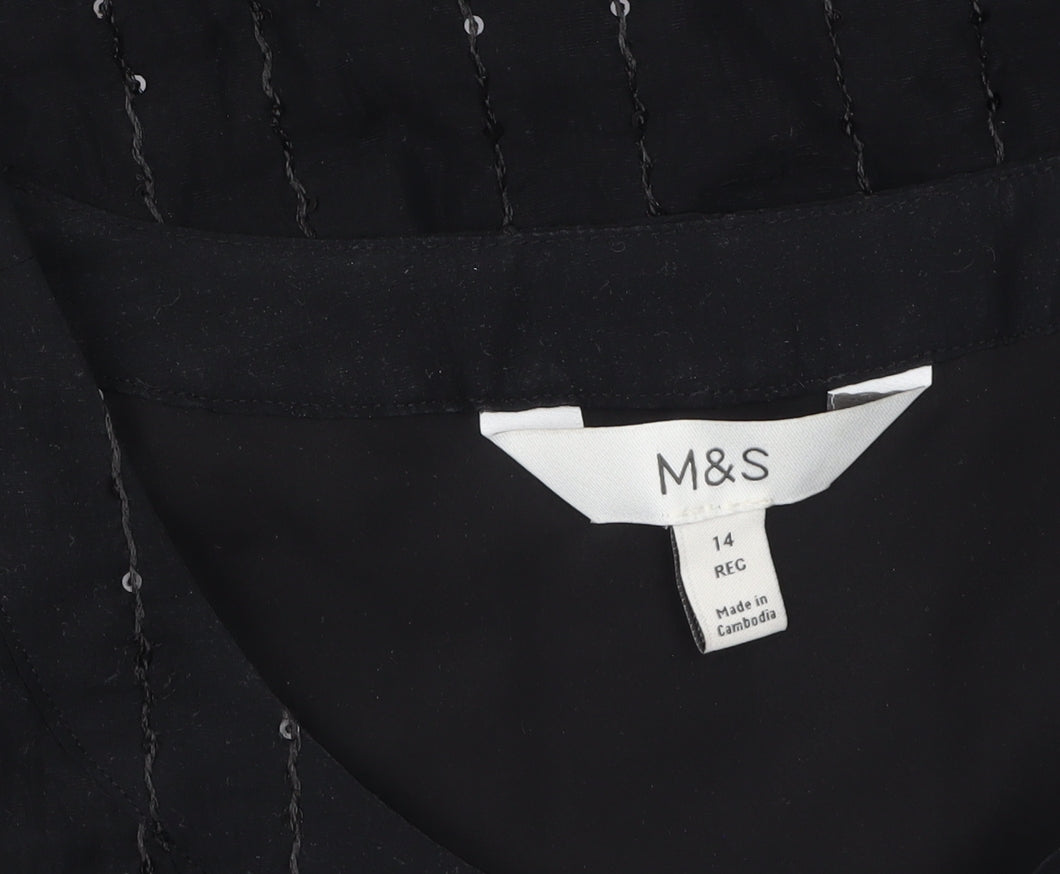 Marks and Spencer Women’s Black Long Sleeve Shift Dress Size 14
