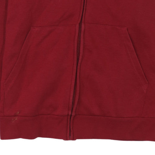 Additional view of Adidas Women’s Red Full Zip Hoodie L Logo Print Drawstring Cotton Blend