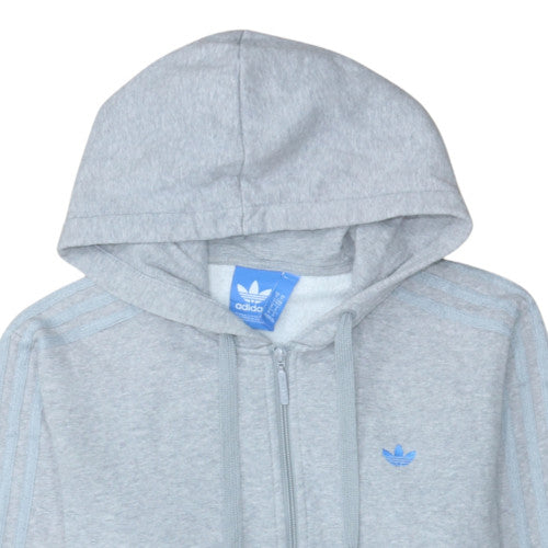 Adidas Mens Grey Full Zip Hoodie Sweatshirt Size M Classic Style