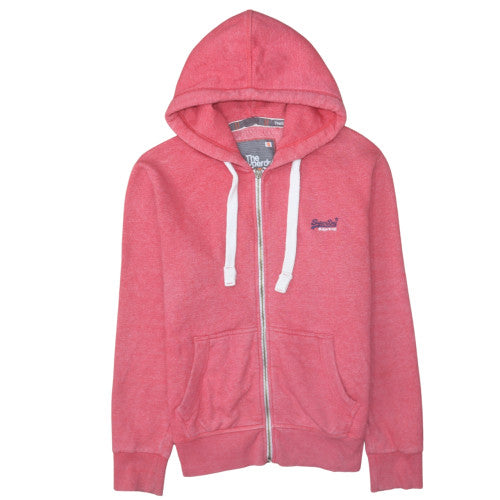 Superdry Men's Pink Full Zip Hoodie Size M Lightweight Hooded Sweatshirt