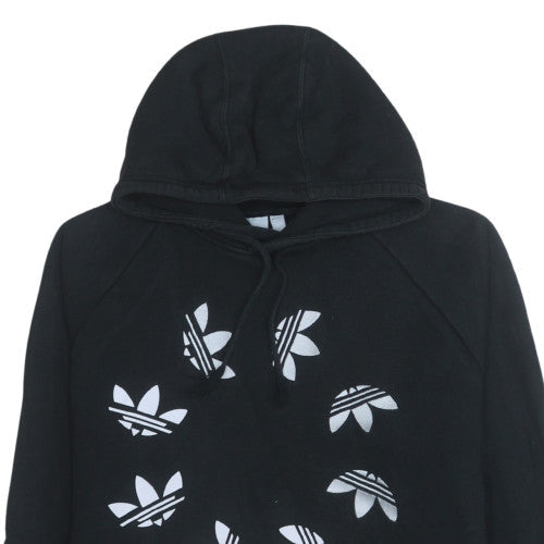 Adidas Mens Black Pullover Hoodie L Graphic Logo Fleece Sweatshirt