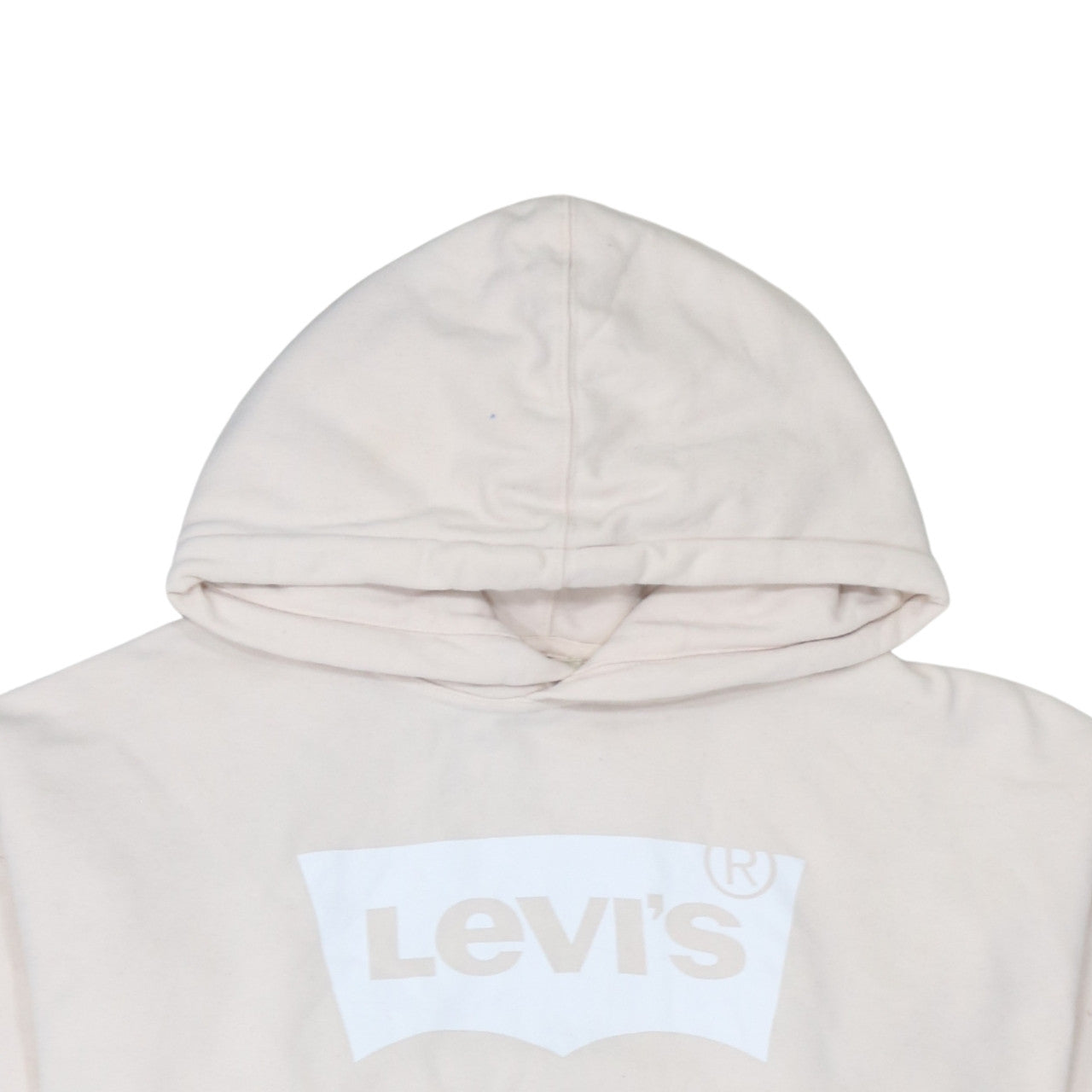Levi's Men's Beige Pullover Hoodie M Logo Print Fleece Sweatshirt