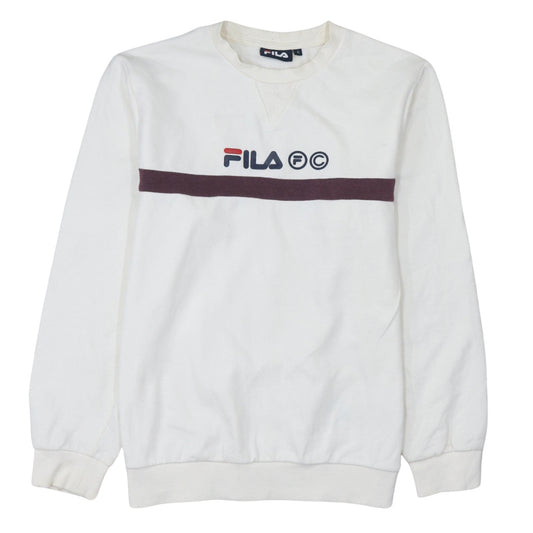 FILA Men’s White Pullover Sweatshirt Size S Logo Crew Neck Jumper