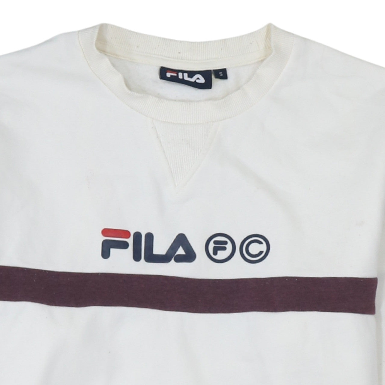 Additional view of Fila Men’s White Pullover Sweatshirt, size S, Logo Crew Neck Jumper