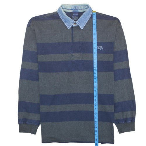GANT Men's Blue Striped Collared Pullover Sweatshirt L