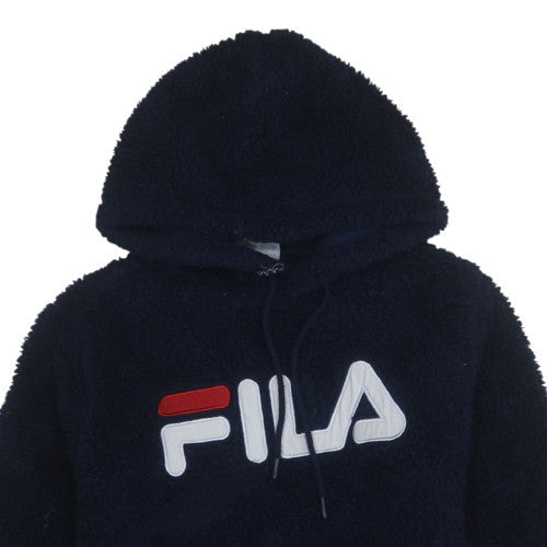 Additional view of Fila Men's Blue Fleece Pullover Hoodie, size M, Logo Sportswear