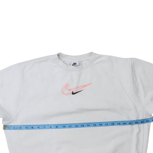 Nike Men's White Crew Neck Logo Pullover Sweatshirt M