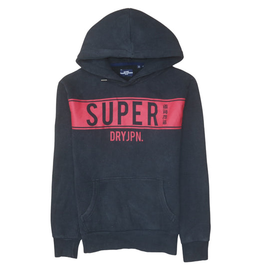 Superdry Men's Black Pullover Hoodie Size S Graphic Logo Fleece