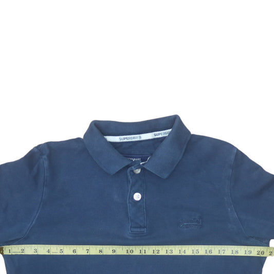 Superdry Men’s Blue Cotton Polo Shirt Medium Classic Fit