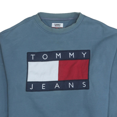 Tommy Jeans Men's Blue Logo Crew Neck Sweatshirt Size M