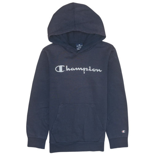 Additional front view of Champion boys’ navy hoodie large 11-12 years pullover fleece cotton blend