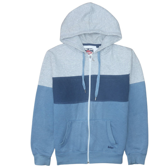 Additional front view of Lee Cooper Men’s Blue Full Zip Colour Block Hoodie, size L