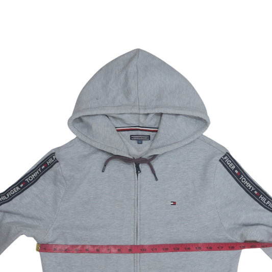 Tommy Hilfiger Women’s Grey Full Zip Hoodie Size S Logo Tape Design