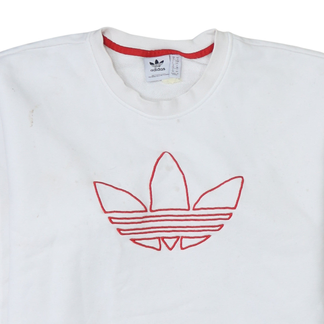 Additional view of Adidas Women White Crew Neck Pullover Sweatshirt, size 10, Cotton Logo