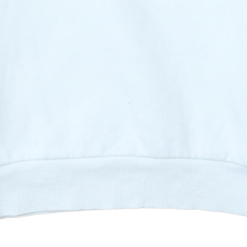 Additional view of Adidas girls’ white xl pullover sweatshirt with logo print and striped sleeves