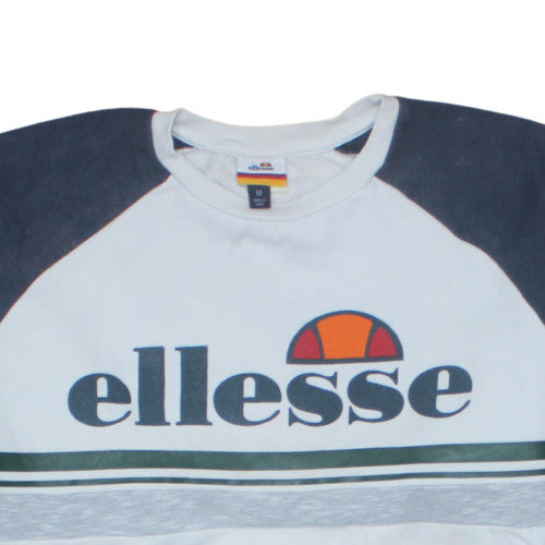 Additional view of Ellesse women’s white blue logo sweatshirt, size UK 12, pullover classic fit