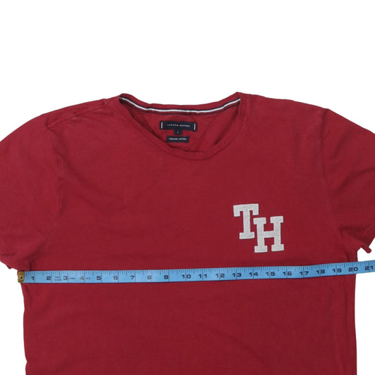 Tommy Hilfiger Men's Red Cotton Logo T-Shirt Size L