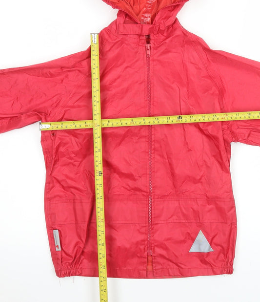 Result Girls Red Hooded Windbreaker Jacket 7-8 Years Water Resistant