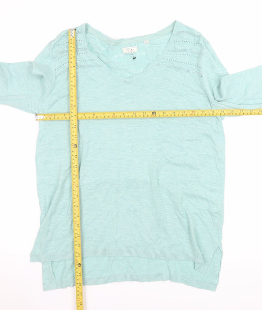 Fat Face Women’s Green Cotton Long Sleeve Jersey Blouse Size 12