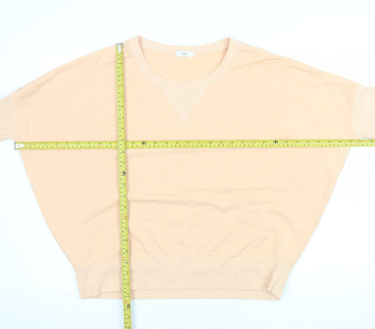 Hush Women Beige Cotton Blend Relaxed Fit Pullover Sweatshirt M