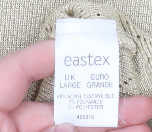 Eastex Women Beige Knit Short Sleeve T-Shirt L