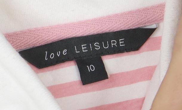 Love Leisure Women's White Size 10 Half Zip Fleece Sweatshirt